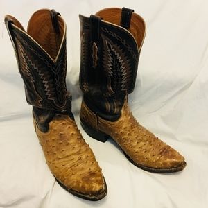 Lucchese Full Quill Ostrich Boots - Men Sz 10.5